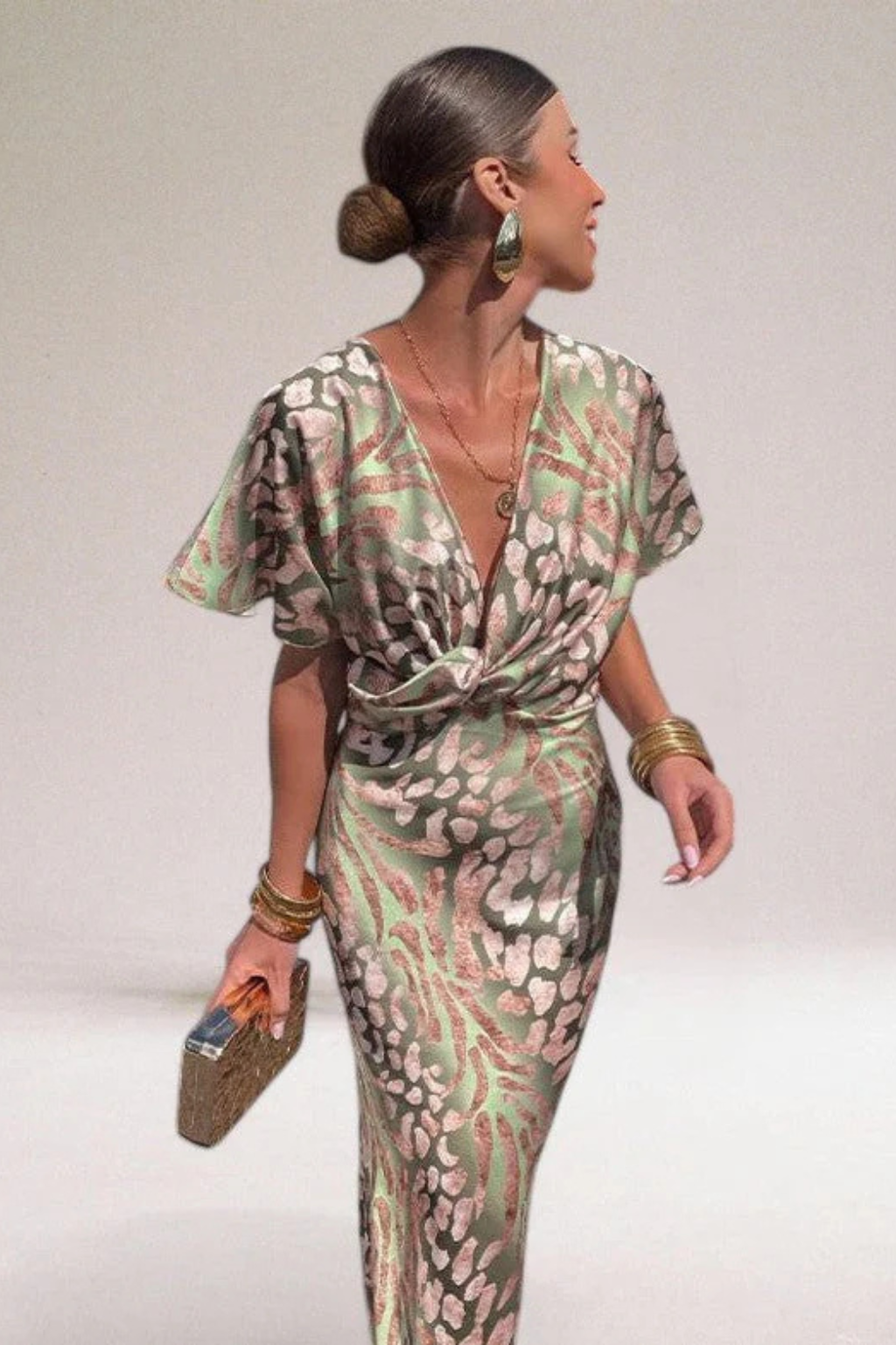 Elara | Robe Maxi d'Été Femme à Col V Tordu Celeste London