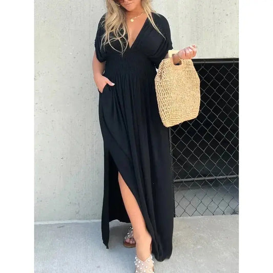 Robe longue femme fluide beige — ORIS WEAR