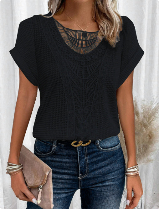 Pull  à manches courtes ajouré, style ethnique ORIS WEAR