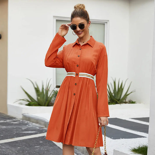 Robe longue femme fluide orange — ORIS WEAR