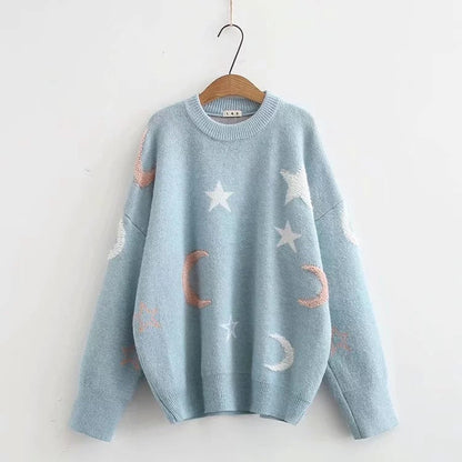 Pull Femme Maille Douce Motifs Lune & Étoiles ORIS WEAR