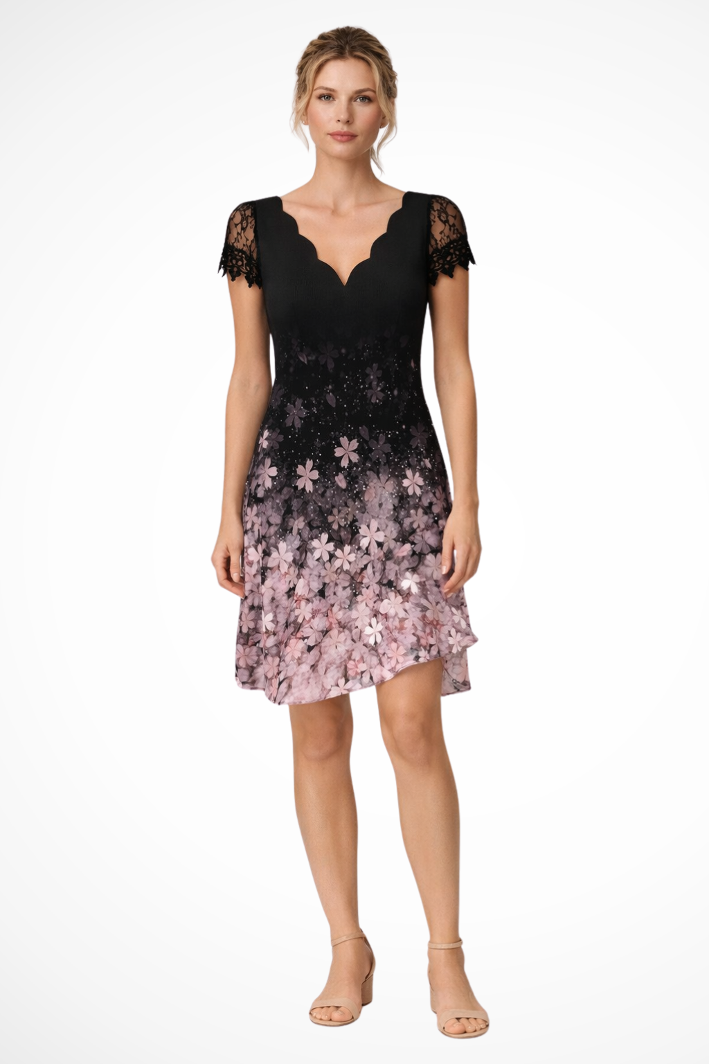 Harriet | Robe midi à manches en dentelle pour invitée de mariage Celeste London
