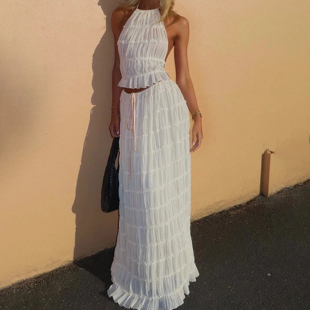Ensemble 2 pièce robe sexy sans manches, dos nu ORIS WEAR