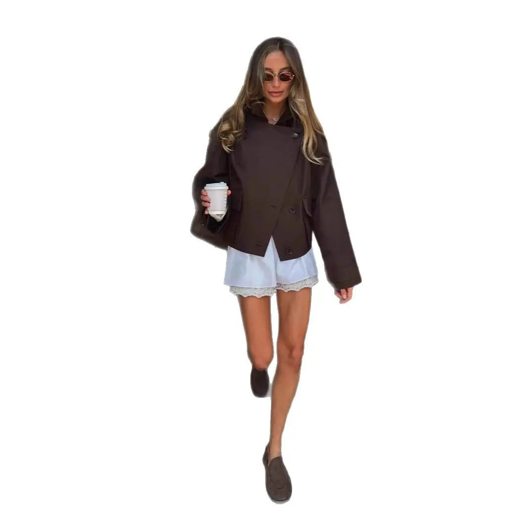 Veste courte chocolat – Chic urbain & allure effortless ORIS WEAR