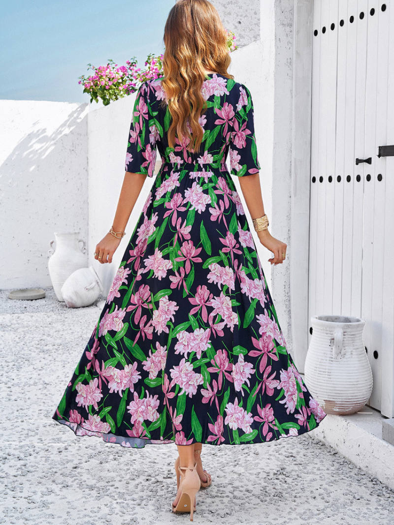 Robe Fleurie Décontractée Fendue Femme ORIS WEAR