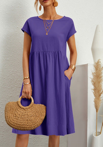 Robe en Coton à Col Rond et Jupe A-Line pour Femme ORIS WEAR