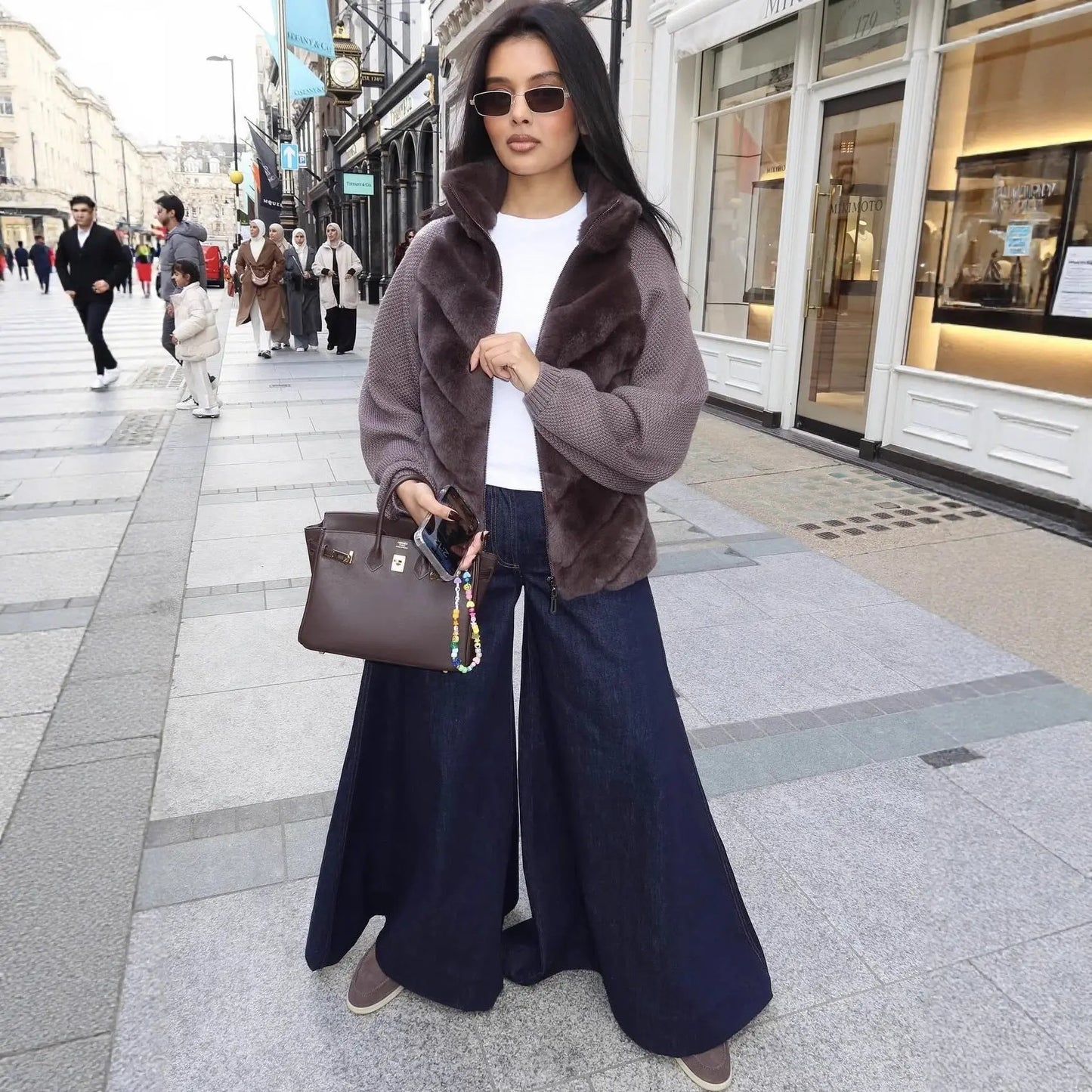 Veste chic bi-matière en fausse fourrure ORIS WEAR