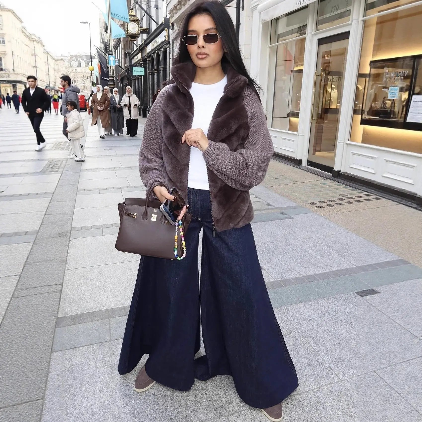Veste chic bi-matière en fausse fourrure ORIS WEAR