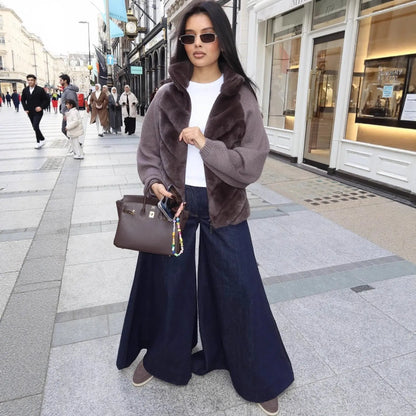 Veste chic bi-matière en fausse fourrure ORIS WEAR