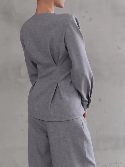 Ensemble Blazer Croisé Gris Élégant ORIS WEAR