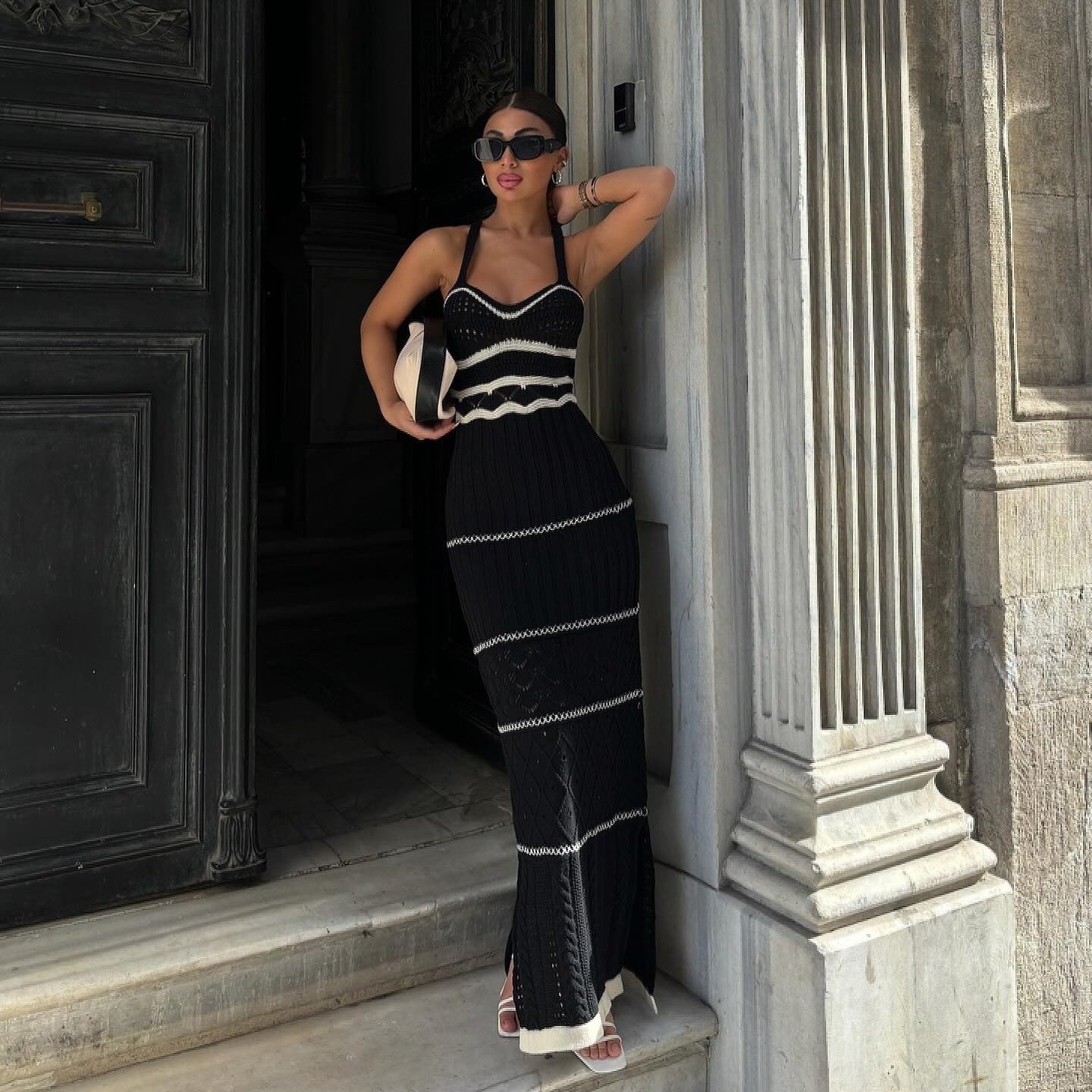 Robe Tricotée à Bretelles Contrastées ORIS WEAR
