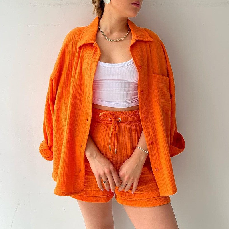 Look Printanier Décontracté – Ensemble Chemise & Short Taille Haute ORIS WEAR