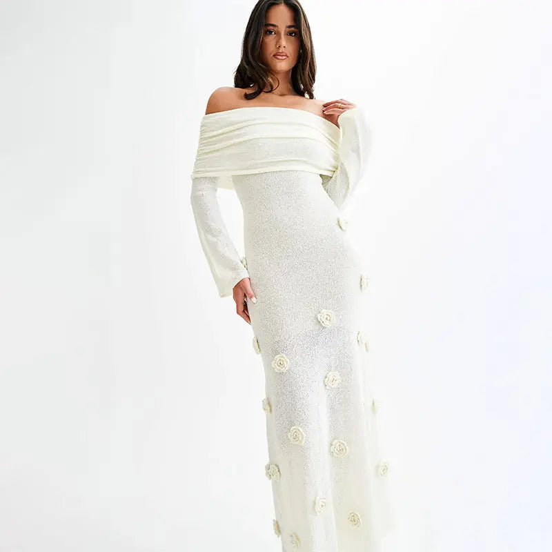Robe longue femme fleurie bleu foncé — ORIS WEAR