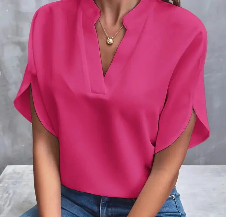 Blouse Fluide en Chiffon à Col V ORIS WEAR