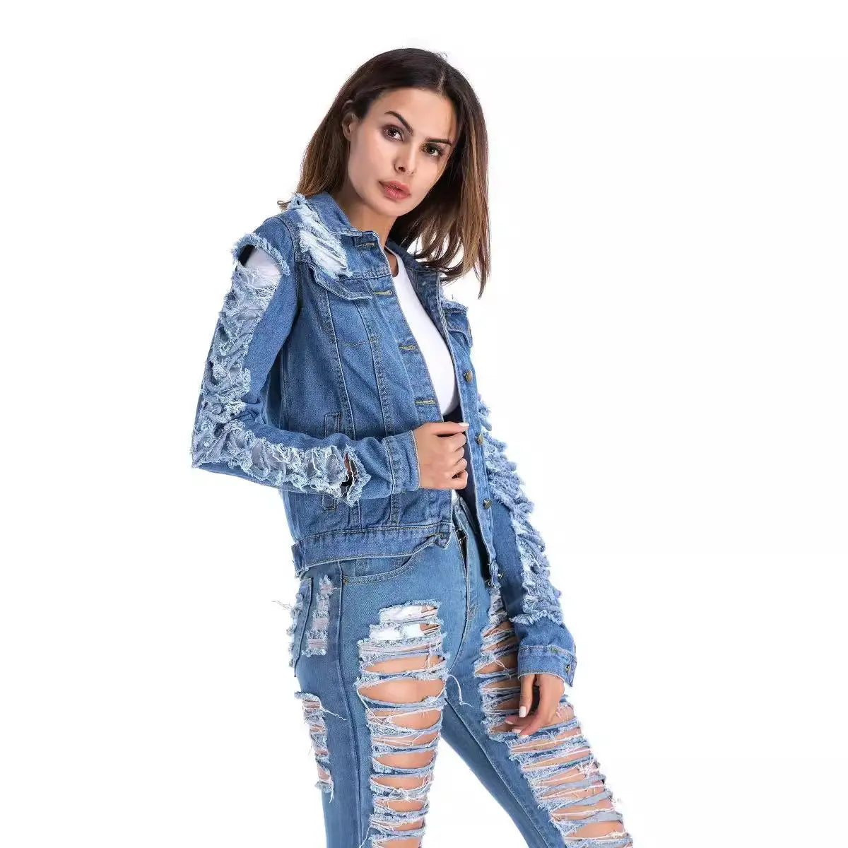 Veste Jean Effet Usé Grande Taille ORIS WEAR