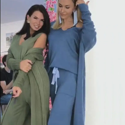 Ensemble Tricot Femme 3 Pièces – Élégance Décontractée pour les Journées Fraîches ORIS WEAR
