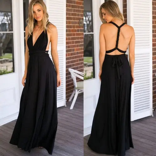 Robe longue femme fluide noir — ORIS WEAR