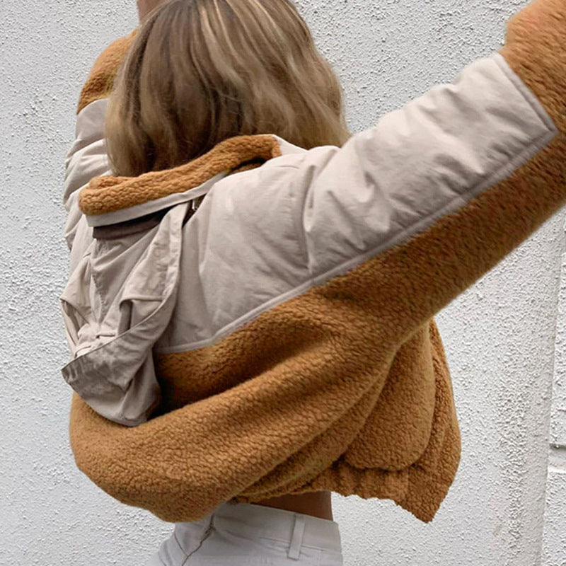 Veste ample en laine d'agneau à capuche et coutures ORIS WEAR