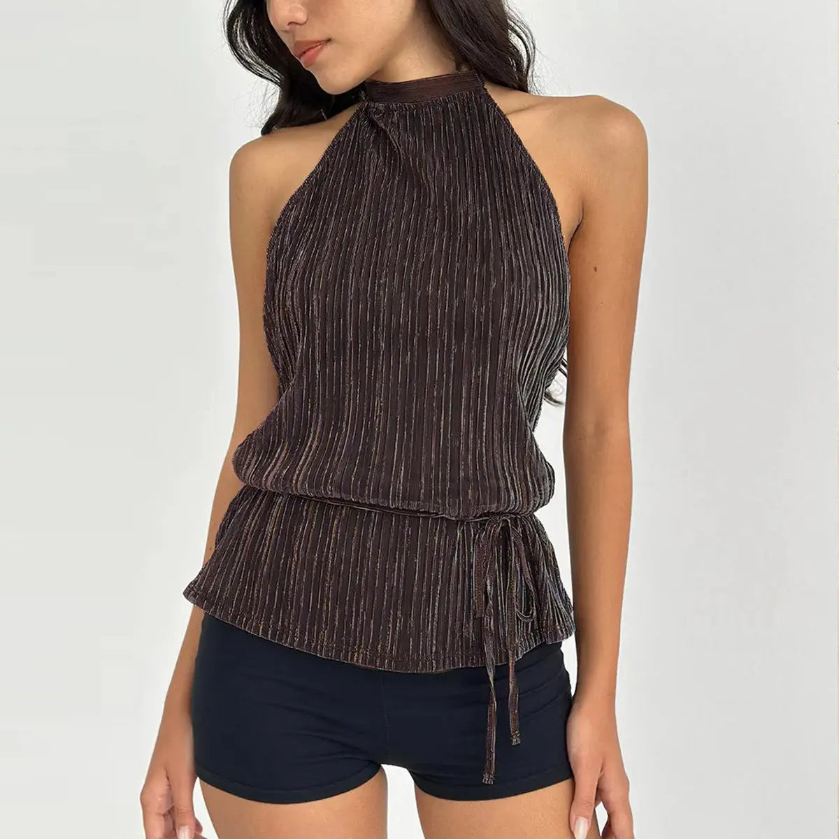 Top plissé col montant – Élégance sophistiquée ORIS WEAR