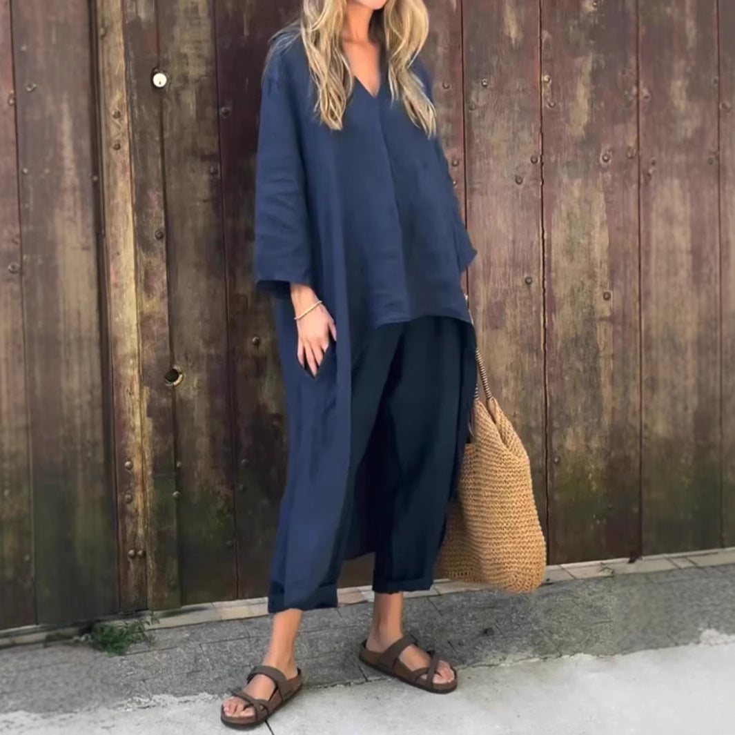 Liberté Douce – Ensemble Col V à la Coupe Ample & Teinte Épurée ORIS WEAR