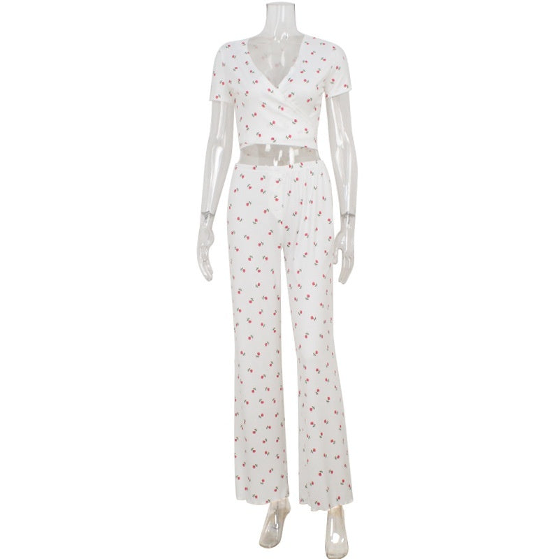 Floral Ribbed Lounge Set ORIS WEAR