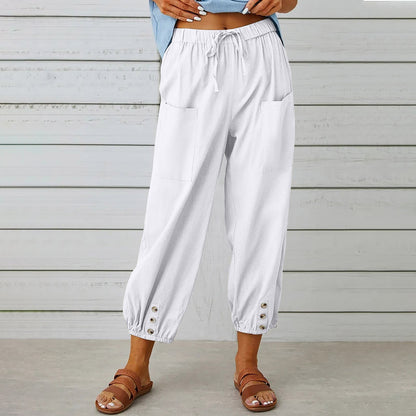 Pantalon à cordon de serrage en coton et lin ORIS WEAR