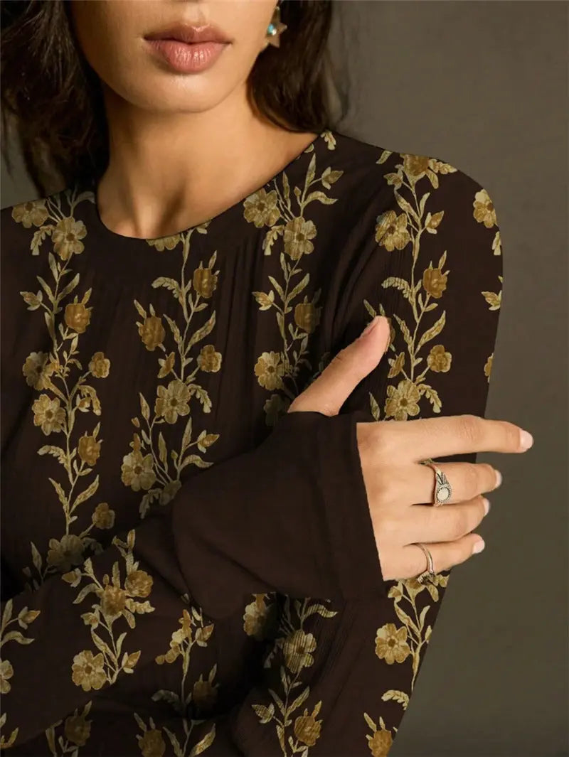 Pull en maille rétro pour femme à imprimé floral, coupe ajustée ORIS WEAR