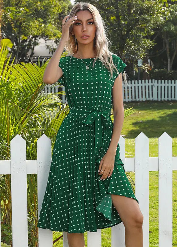 Robe midi à pois élégante ceinturée ORIS WEAR
