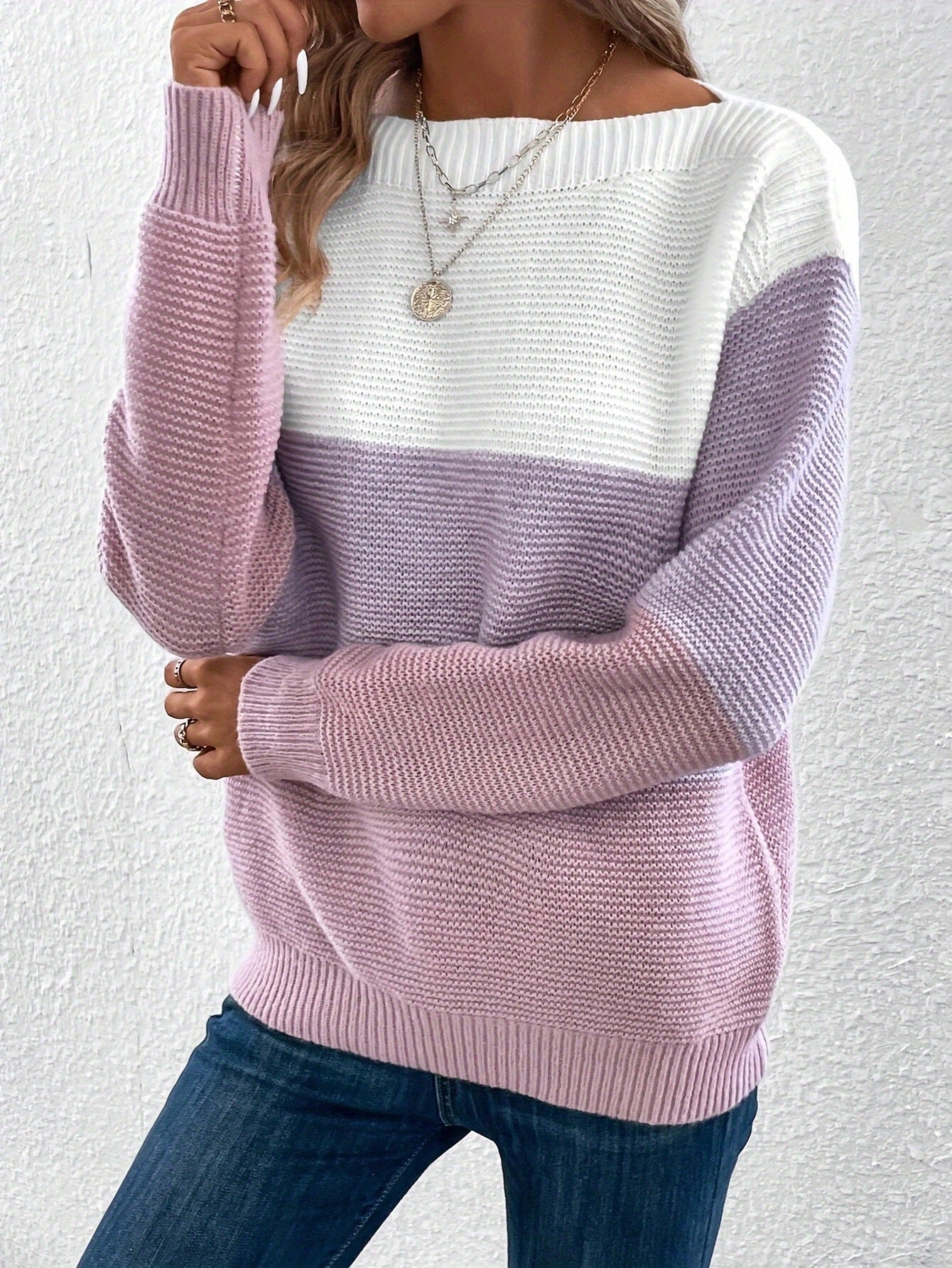 Pull Tricoté à Col Rond avec Détails en Tricot pour Femme ORIS WEAR