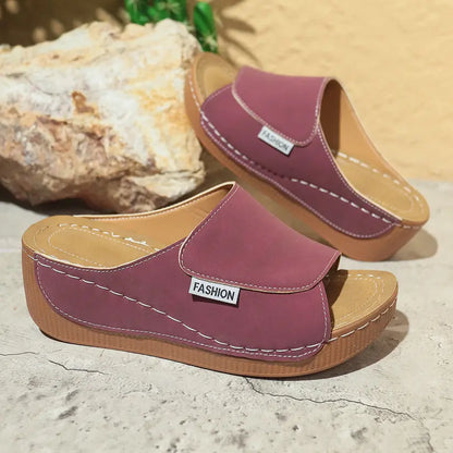 Mules Compensées Femme à Bout Ouvert avec Semelle Épaisse ORIS WEAR