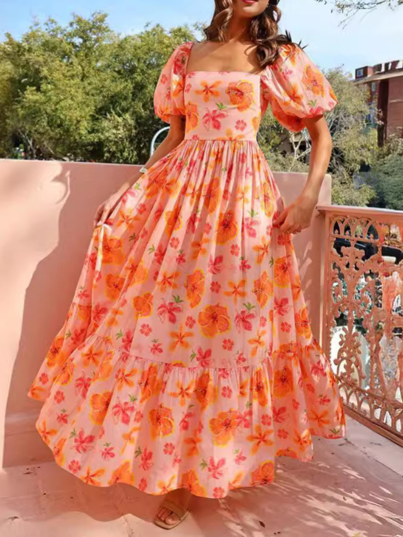 Robe longue femme bohème orange — ORIS WEAR