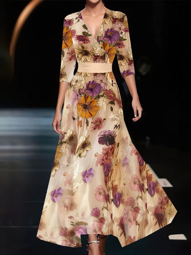 Robe Rose à Manches Élégantes ORIS WEAR
