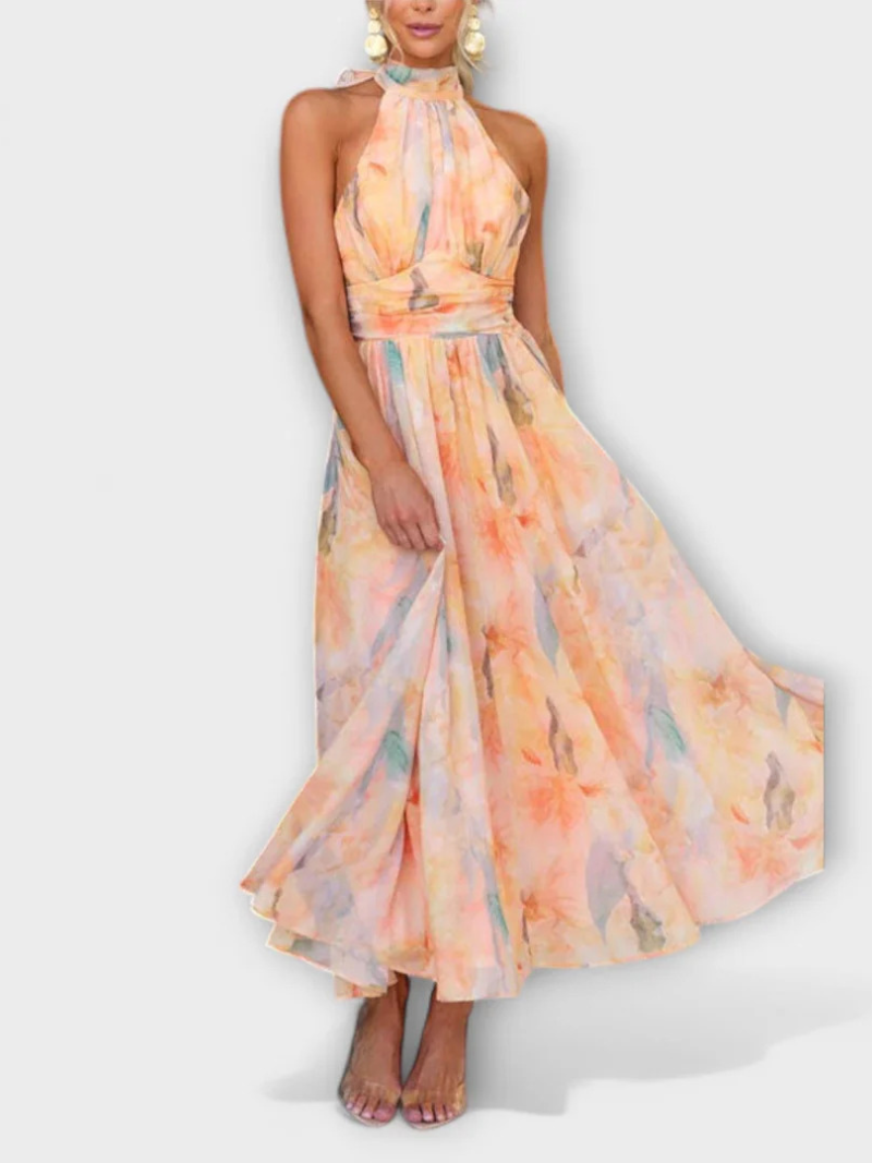 Robe longue femme bohème corail — ORIS WEAR