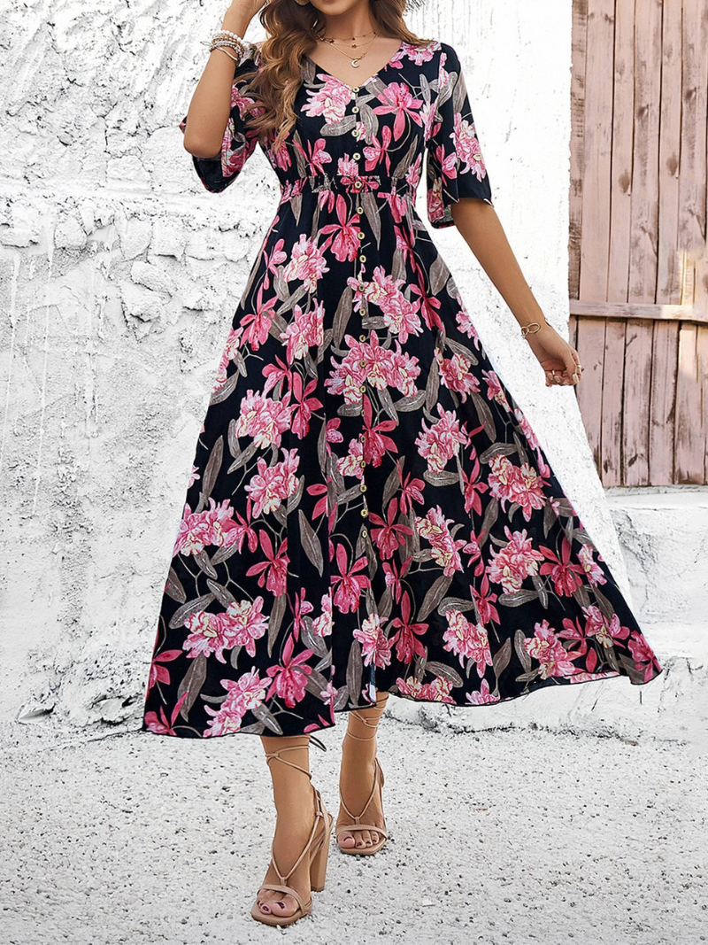 Robe Fleurie Décontractée Fendue Femme ORIS WEAR