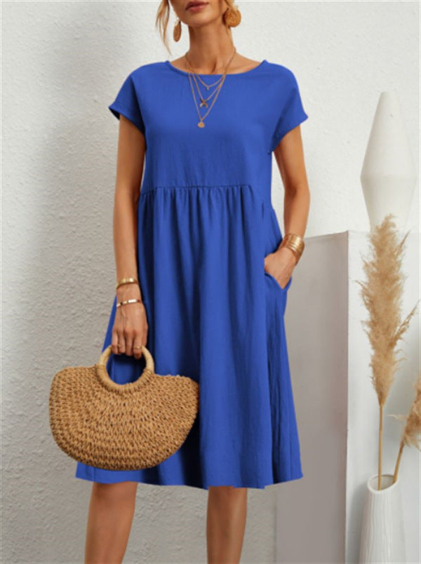 Robe en Coton à Col Rond et Jupe A-Line pour Femme ORIS WEAR