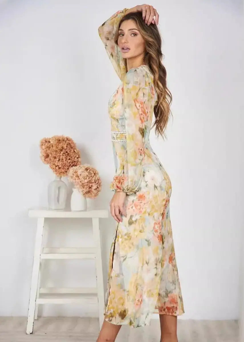 Robe Slim à Imprimé Floral en Chiffon ORIS WEAR