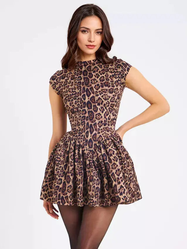 Robe longue femme en velours imprimé léopard — ORIS WEAR