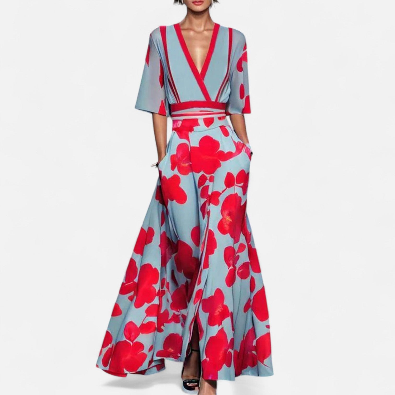 Robe Rose à Manches Élégantes ORIS WEAR