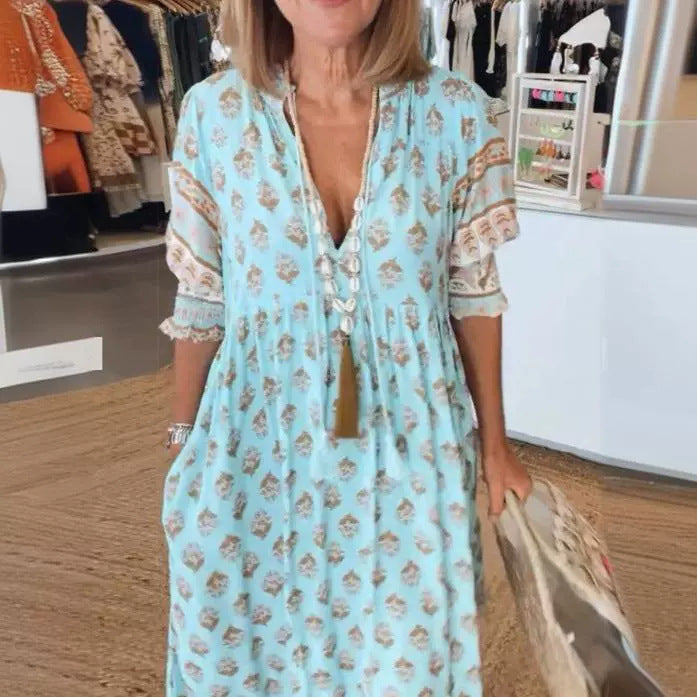 Robe Bohème à Manches Lanternes et Volants ORIS WEAR