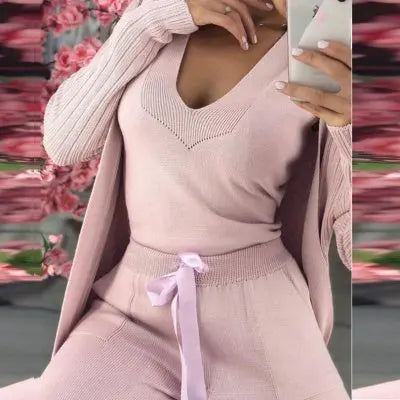 Ensemble Tricot Femme 3 Pièces – Élégance Décontractée pour les Journées Fraîches ORIS WEAR