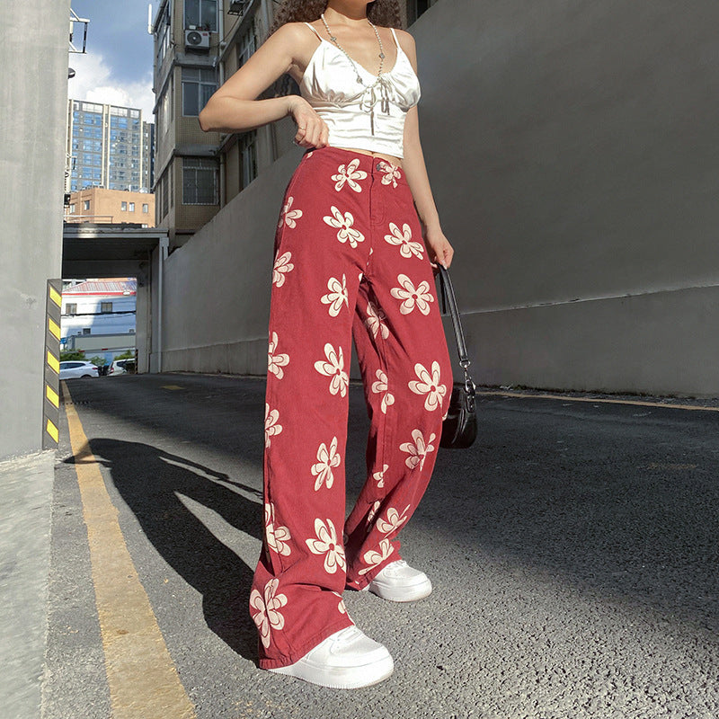 Jean taille basse imprimé fleurs ORIS WEAR