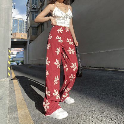 Jean taille basse imprimé fleurs ORIS WEAR