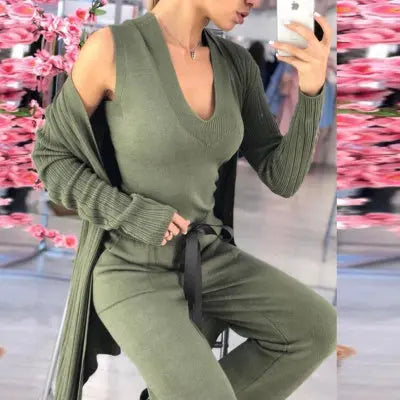 Ensemble Tricot Femme 3 Pièces – Élégance Décontractée pour les Journées Fraîches ORIS WEAR
