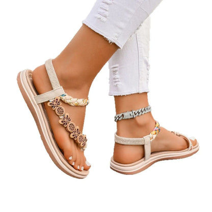 Sandales bohème fleurie – Confort plat et détails tressés ORIS WEAR