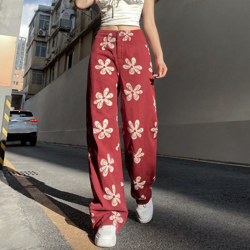 Jean taille basse imprimé fleurs ORIS WEAR