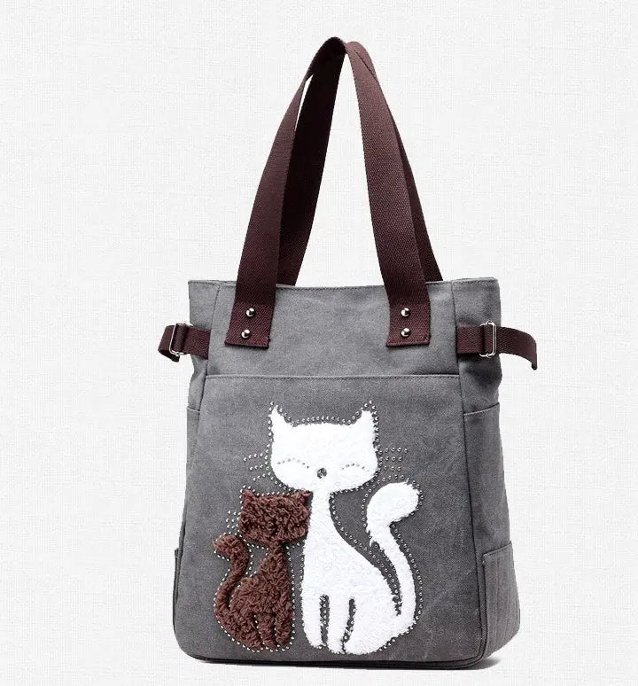 Sac en Toile avec Chat Mignon Appliqué ORIS WEAR