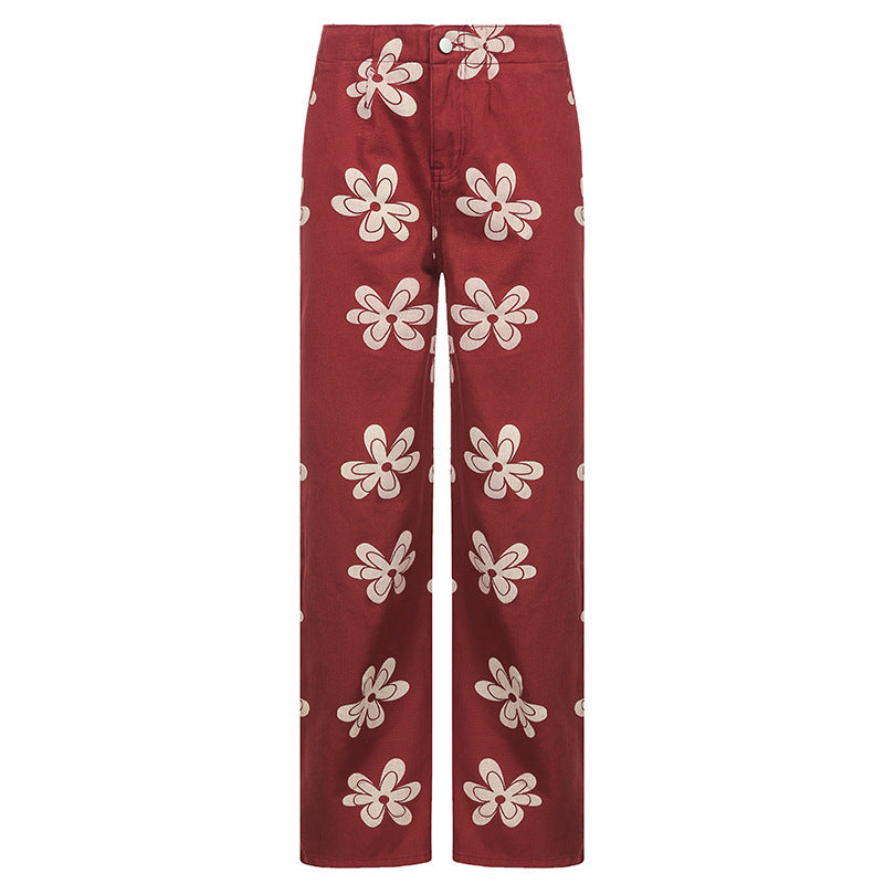 Jean taille basse imprimé fleurs ORIS WEAR