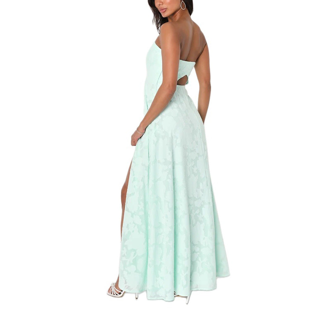 Eva | Robe longue brodée florale à épaules dénudées — Coupe corset Acme