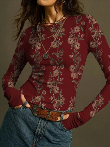 Pull en maille rétro pour femme à imprimé floral, coupe ajustée ORIS WEAR