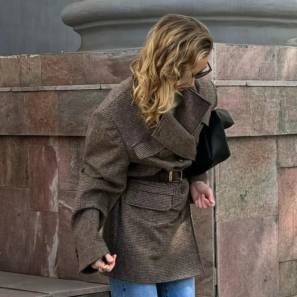 Manteau femme chic mi-long style anglais à double boutonnage ORIS WEAR